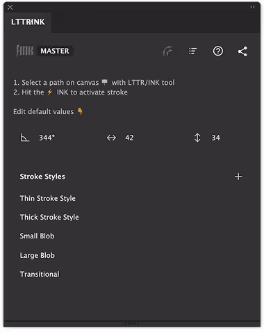 Adobe Illustrator pane plugin LTTR/INK vector stroke engine